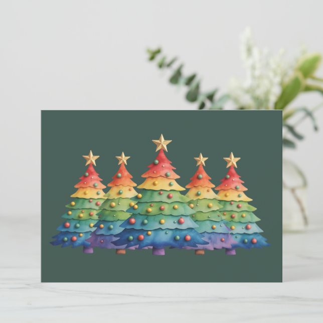 Christmas Pride Rainbow LGBTQ Equal Rights Gay  Holiday Card (Standing Front)