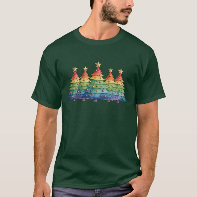 Christmas Pride Rainbow LGBTQ Equal Rights Gay  T-Shirt (Front)