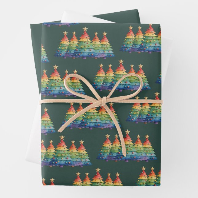 Christmas Pride Rainbow LGBTQ Equal Rights Gay  Wrapping Paper Sheets (In situ)