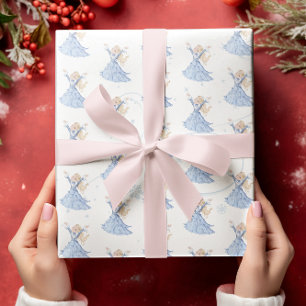 Christmas Princess Blue Winter Snowflakes Wrapping Paper
