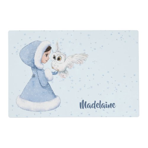 Christmas Princess Owl Winter Snowflakes Placemat