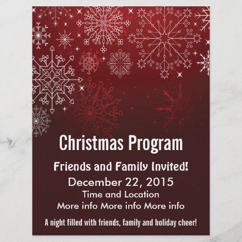 Christmas Program Red Snowflakes Flyer
