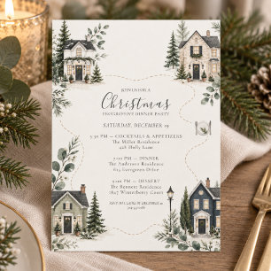 Christmas Progressive Dinner Party Neighborhood Invitation