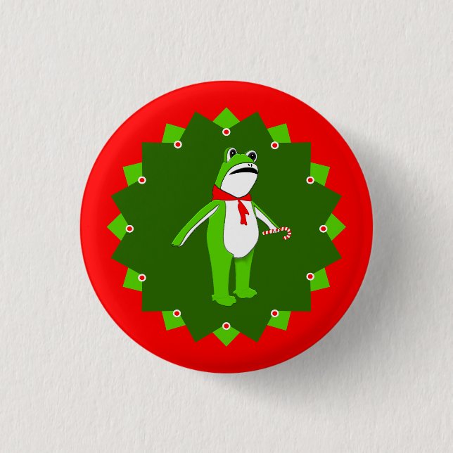 Christmas Protest Frog Button (Front)