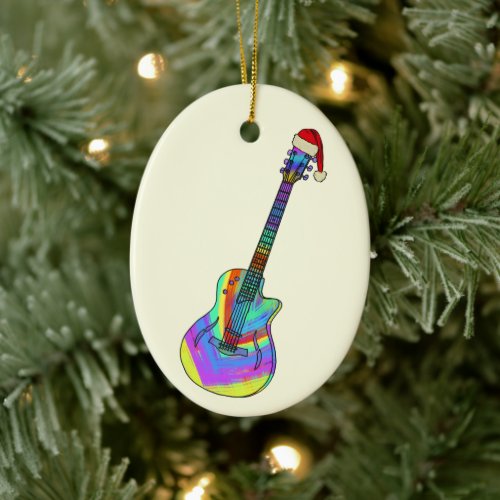 Christmas Psychedelic guitar  Ceramic Ornament