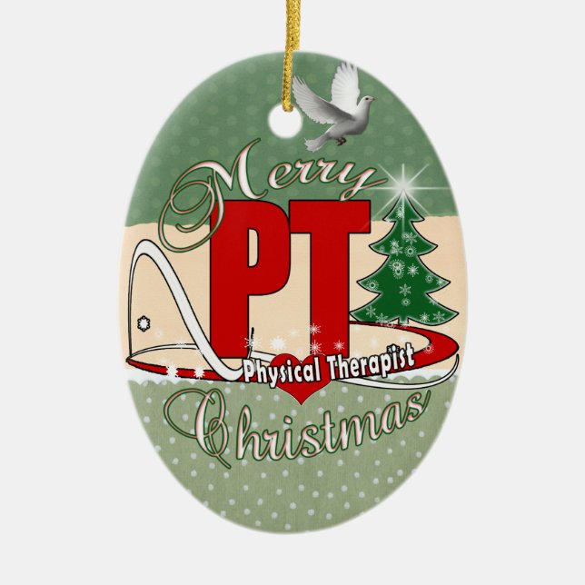 CHRISTMAS PT Physical Therapist Ceramic Ornament (Front)