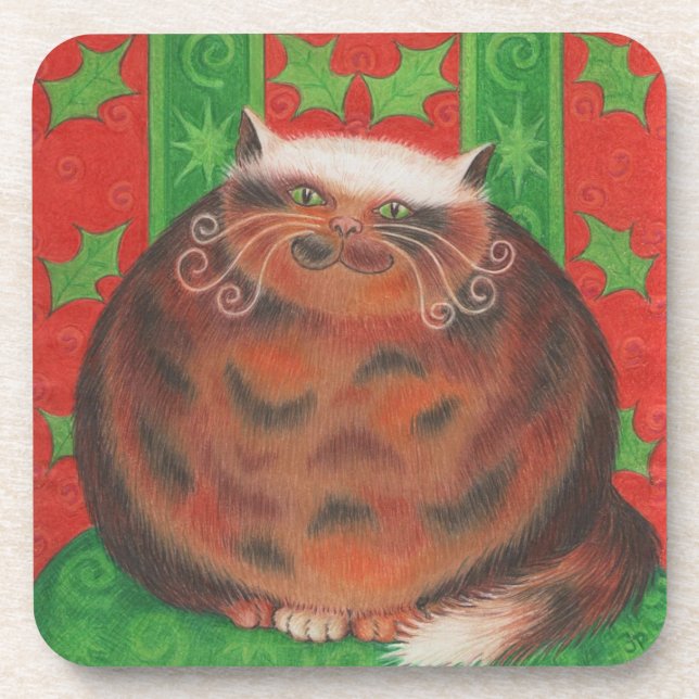 Christmas Pud cork-backed coasters (Front)