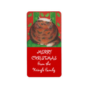 Christmas Pud 'from family' gift tag label red