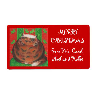 Christmas Pud 'from family' gift tag label red