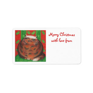 Christmas Pud 'with love from' gift tag white