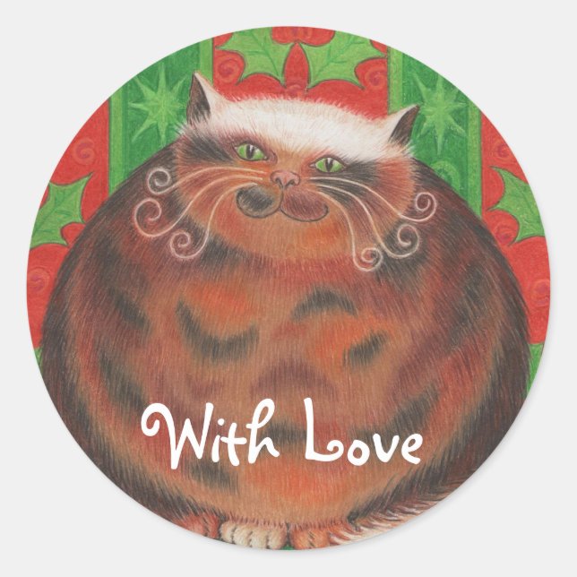 Christmas Pud 'With Love!' round sticker (Front)