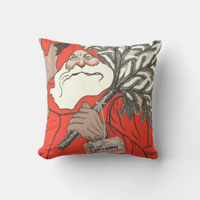Christmas Pudding And Germanic Santa Vector Throw Pillow (Front)