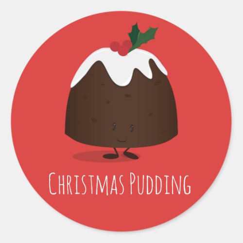 Christmas Pudding Cartoon Character  Sticker