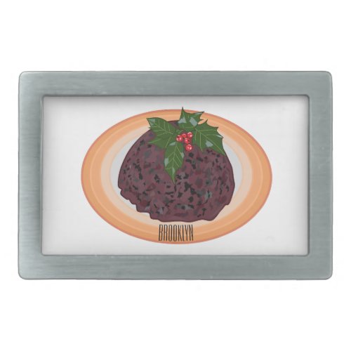 Christmas pudding cartoon illustration belt buckle