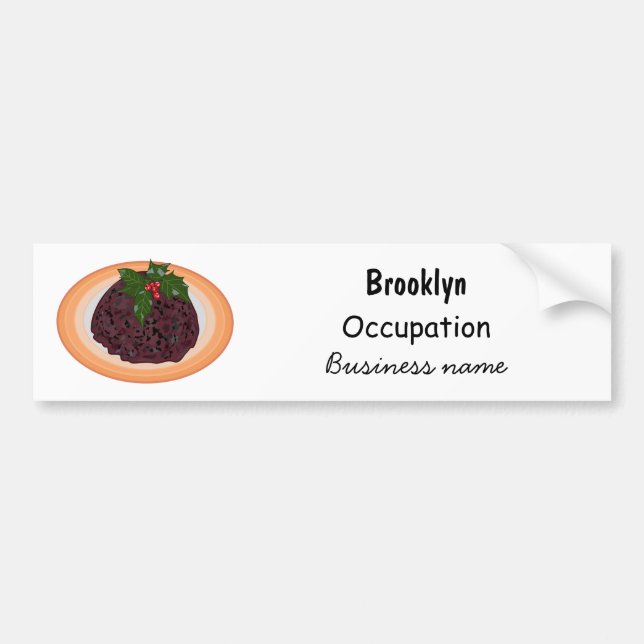 Christmas pudding cartoon illustration bumper sticker (Front)