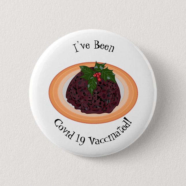 Christmas pudding cartoon illustration button (Front)