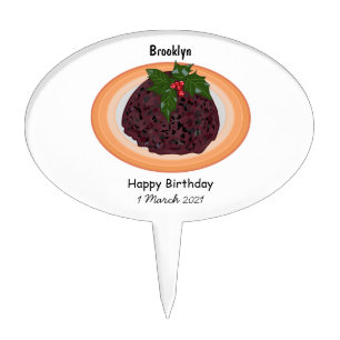 Christmas pudding cartoon illustration  cake topper