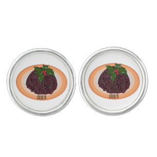 Christmas pudding cartoon illustration  cufflinks