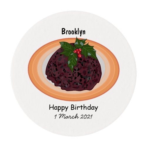 Christmas pudding cartoon illustration edible frosting rounds