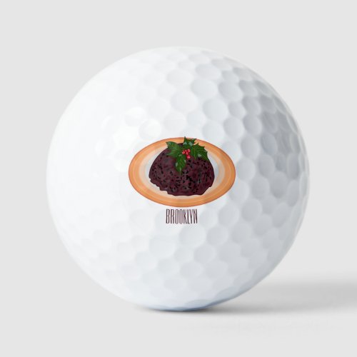 Christmas pudding cartoon illustration golf balls