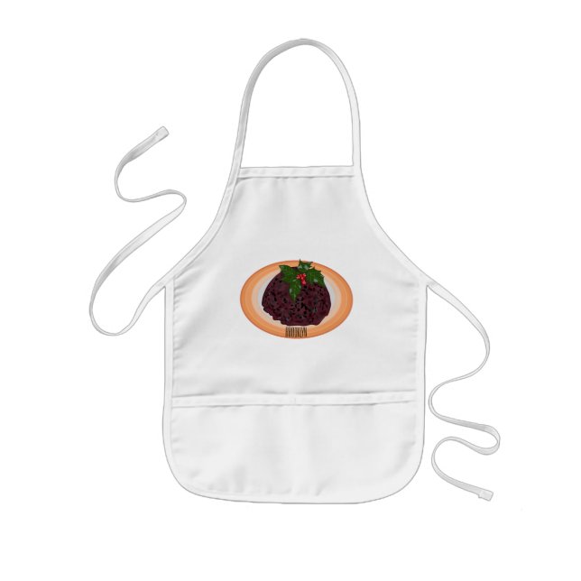 Christmas pudding cartoon illustration  kids' apron (Front)