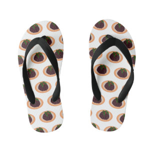 Christmas pudding cartoon illustration  kid's flip flops