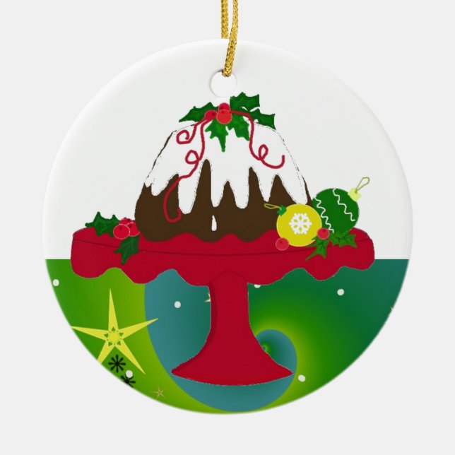 Christmas Pudding Ceramic Ornament (Front)