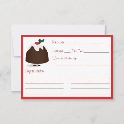 Christmas Pudding Character Blank Recipe Card