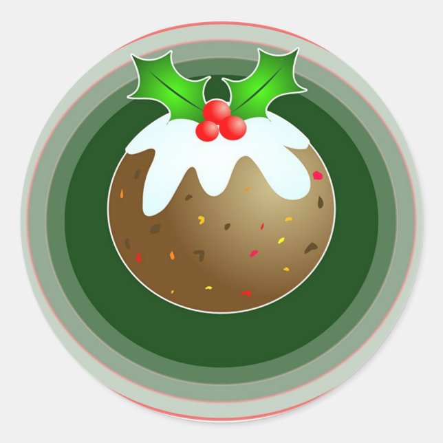 Christmas Pudding Classic Round Sticker (Front)