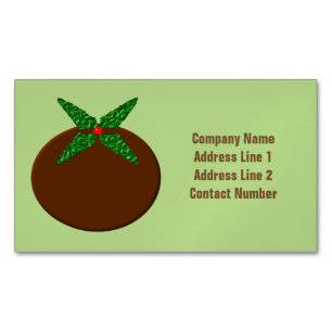 Christmas Pudding Custom Business Card Magnet