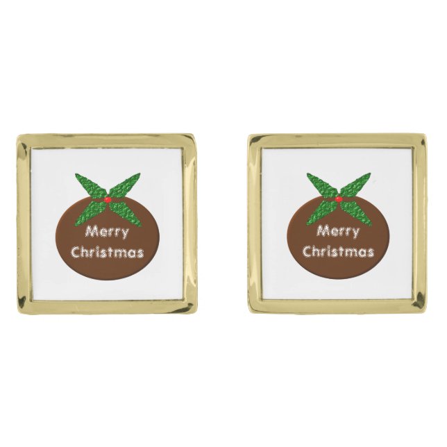 Christmas Pudding Custom Cufflinks (Front)