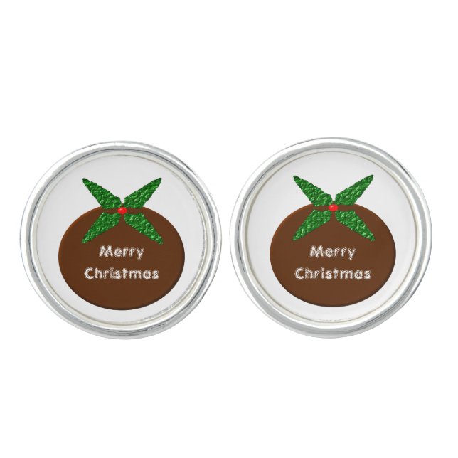 Christmas Pudding Custom Cufflinks (Front)