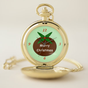 Christmas Pudding Custom Pocket Watch