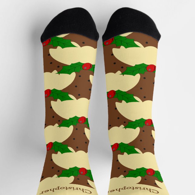 Christmas Pudding Design Christmas Socks (Top)