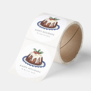 Christmas Pudding Elegant Simple Happy Holidays Classic Round Sticker