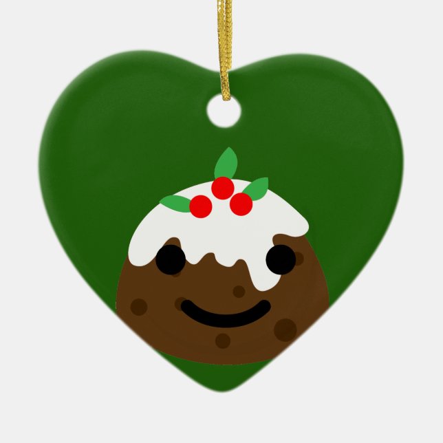 christmas pudding emoji ceramic ornament (Front)