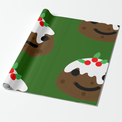 christmas pudding emoji wrapping paper