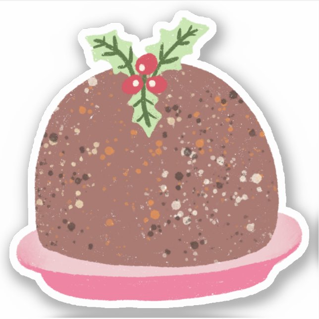 Christmas Pudding Holiday Food Illustration Sticker (Front)