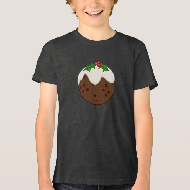 Christmas Pudding Illustrative Art Tri-Blend Shirt (Front)