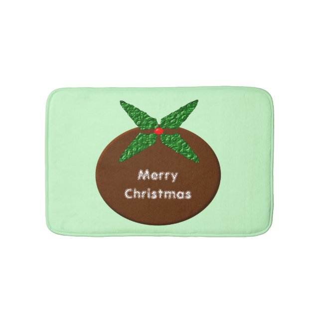 Christmas Pudding Personalized Bath Mat (Front)