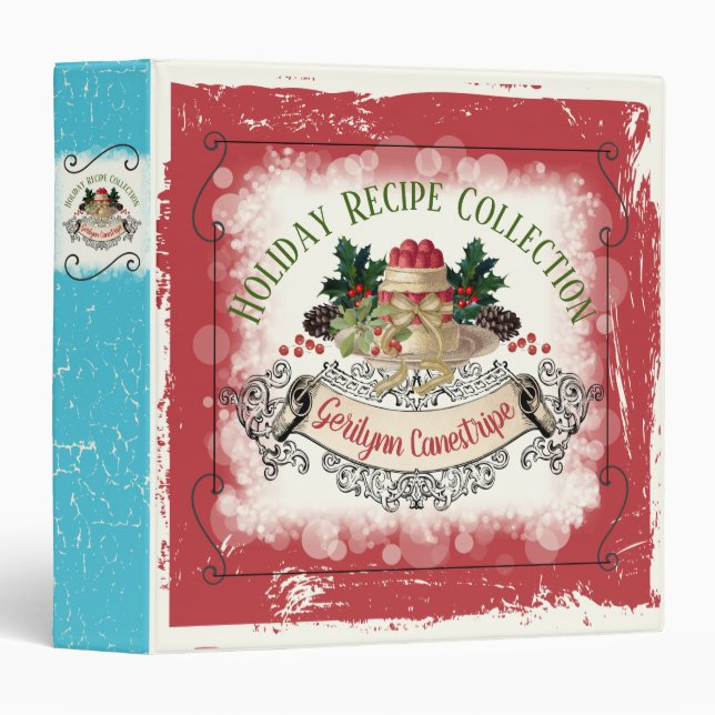 Christmas pudding personalized recipe cookbook 3 ring binder (Front/Spine)