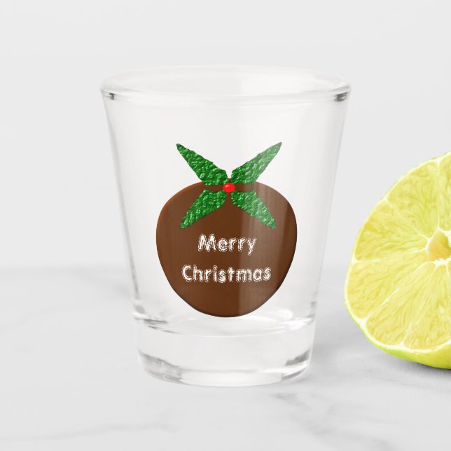 Christmas Pudding Personalized Shot Glass (Front)