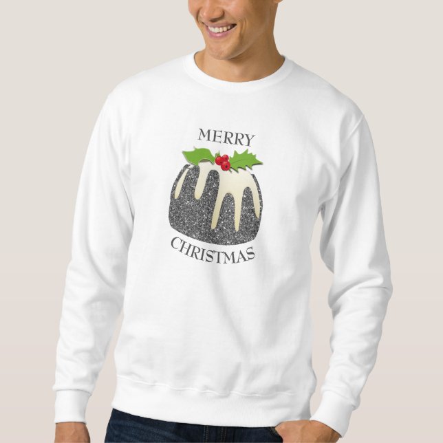 Christmas Pudding Silver Glitter Sweatshirt (Front)