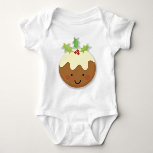Christmas Pudding White Baby Bodysuit