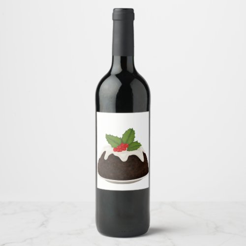 Christmas Pudding Wine Label