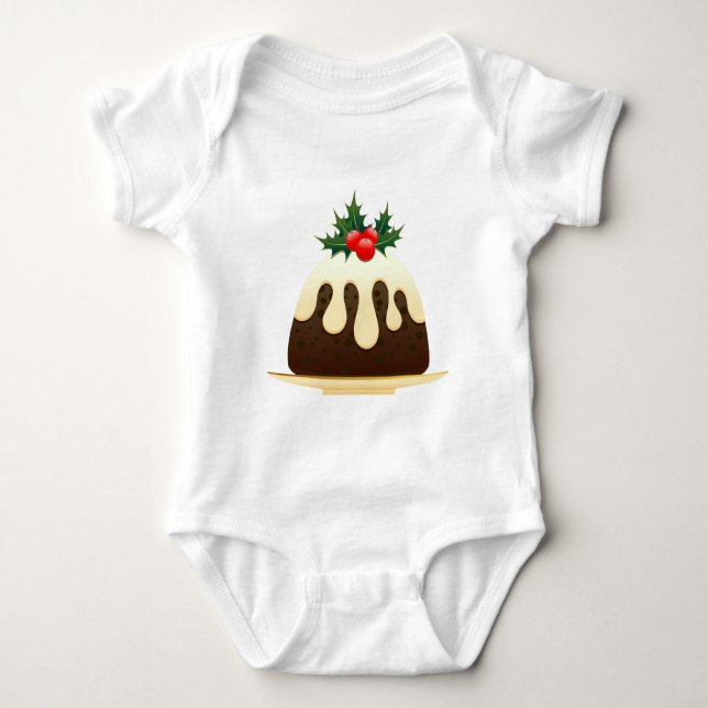 christmas puddings baby bodysuit (Front)
