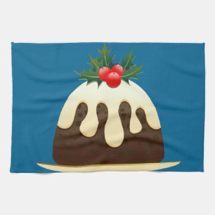christmas puddings kitchen towel