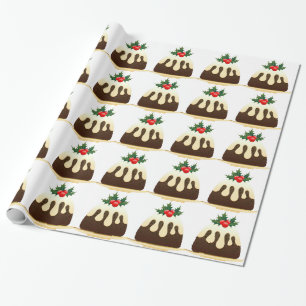 christmas puddings wrapping paper