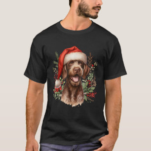 Christmas Pudelpointer Dog Watercolor Artwork for T-Shirt