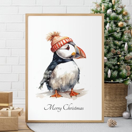 Christmas Puffin customizable Framed Art